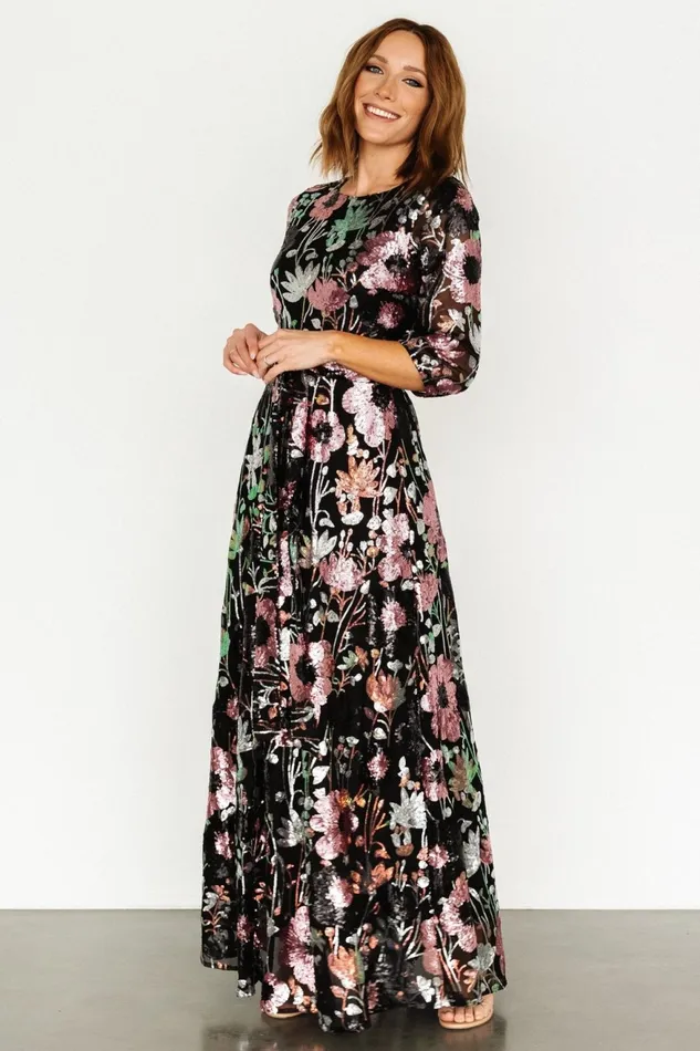 Women Embellished Sequin Baltic Born Destiny Sequin Maxi Dress Black Multi Women Embellished Sequin Baltic Born Destiny Sequin Maxi Dress Black Multi