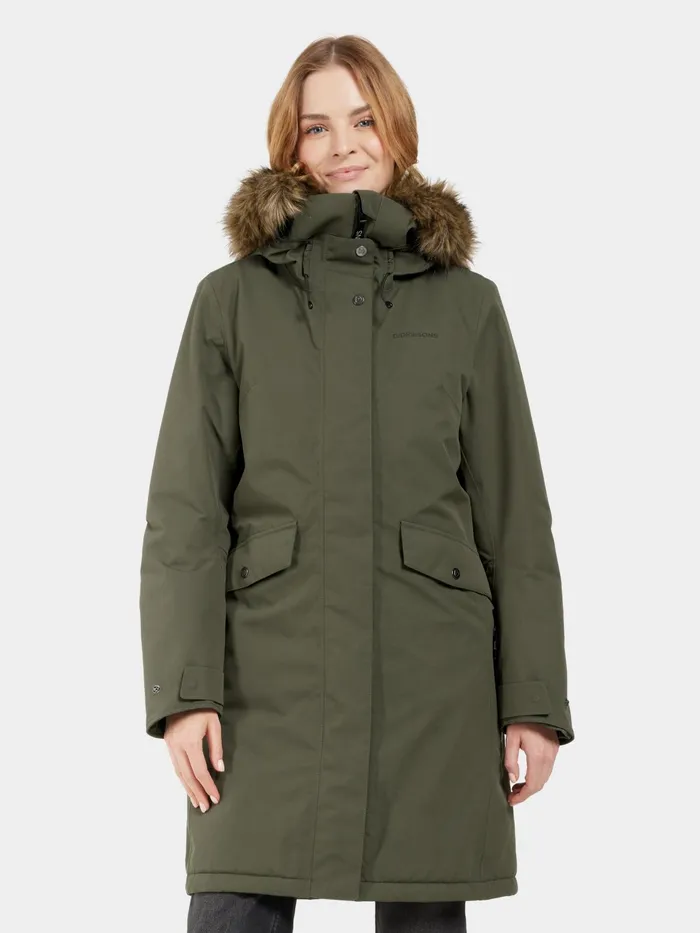 Women Erika Parka Deep Green Didriksons Autumn Jackets