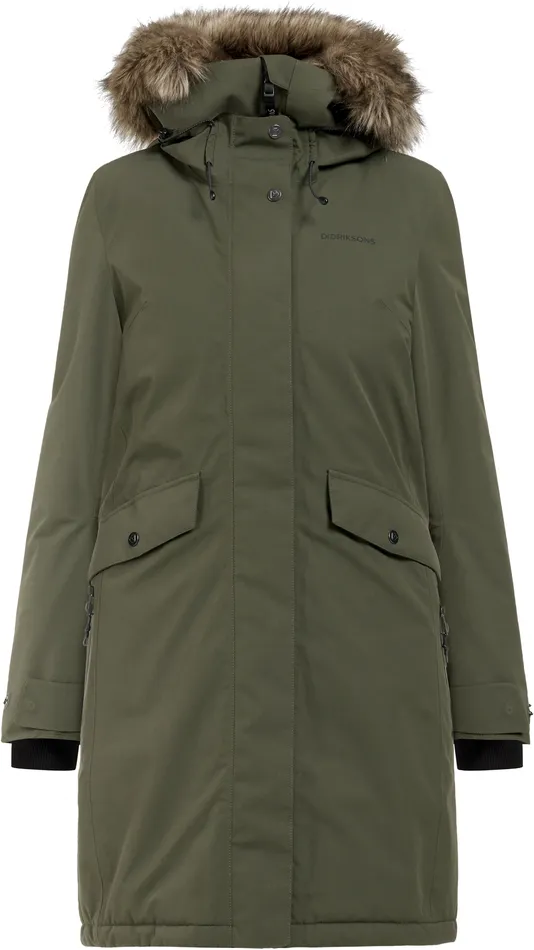 Women Erika Parka Deep Green Didriksons Autumn Jackets