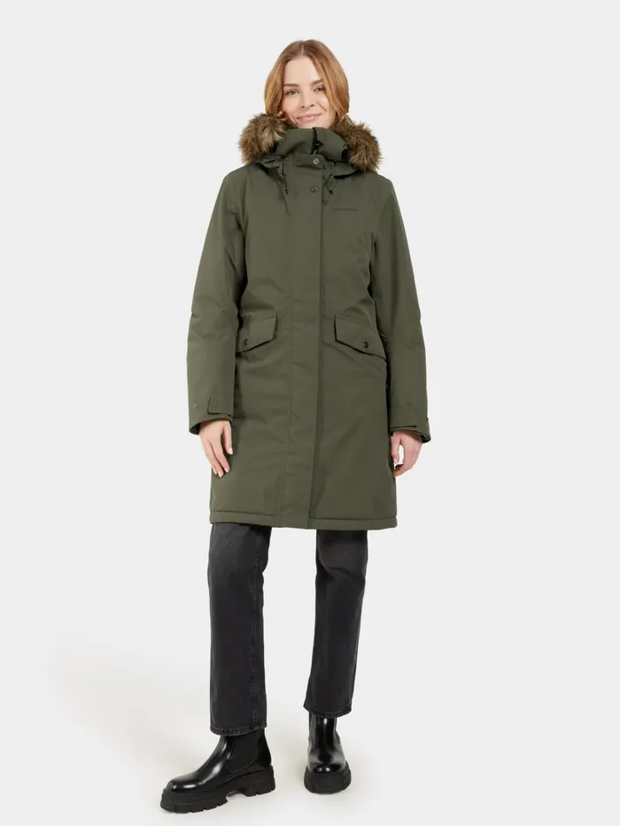 Women Erika Parka Deep Green Didriksons Autumn Jackets