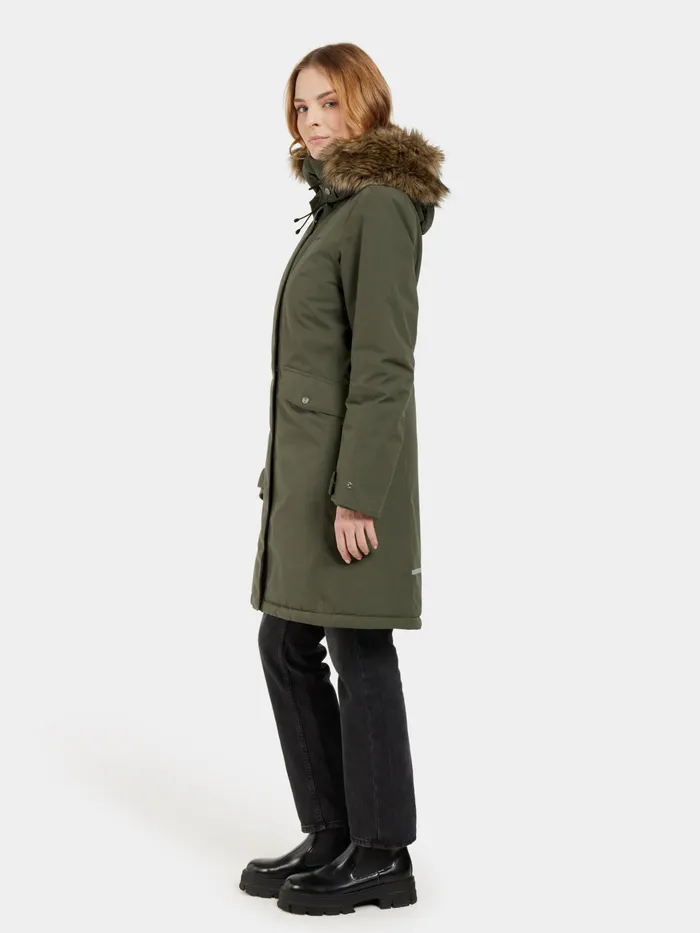Women Erika Parka Deep Green Didriksons Autumn Jackets