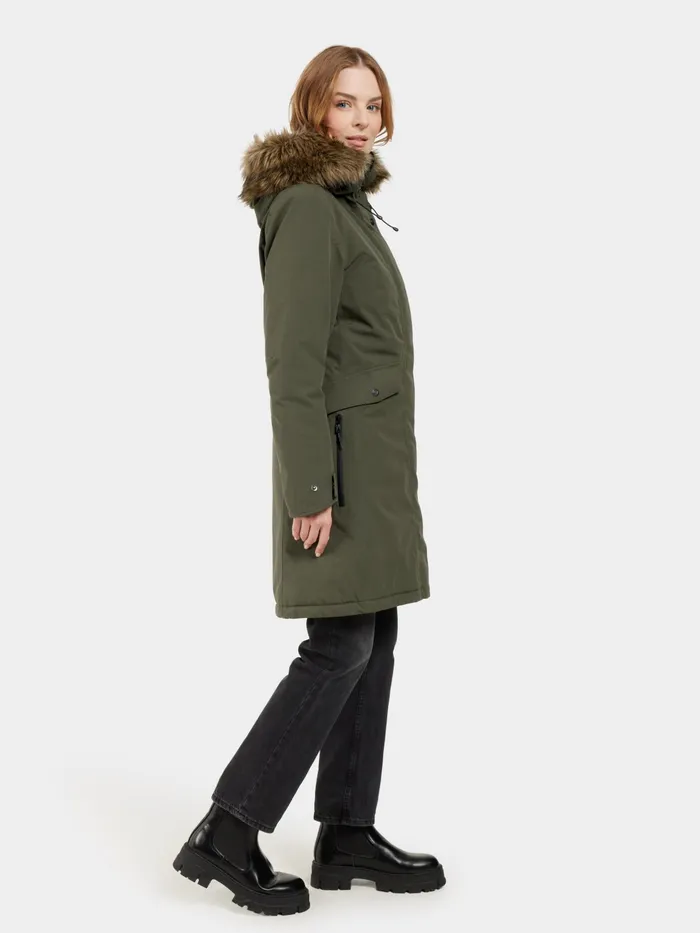 Women Erika Parka Deep Green Didriksons Autumn Jackets