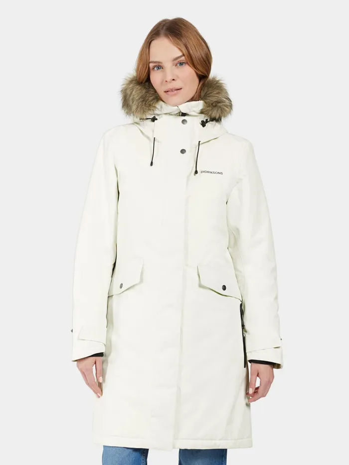 Women Erika Parka White Foam Didriksons Autumn Jackets