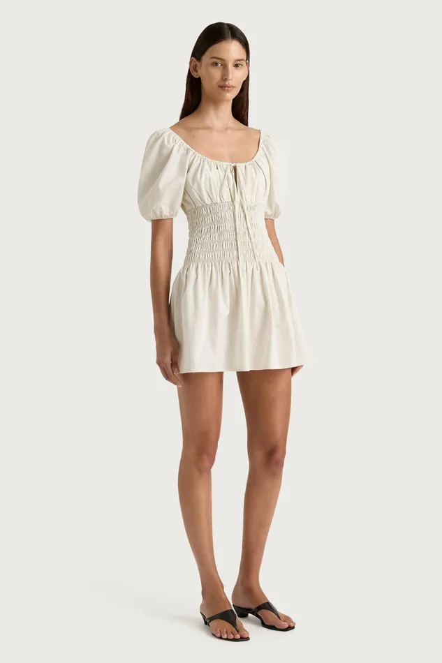 Women Faithfull The Brand Dresses Aya Mini Dress Cream Pinstripe