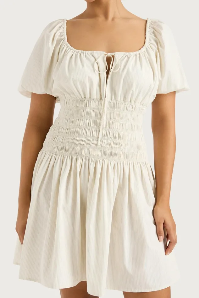 Women Faithfull The Brand Dresses Aya Mini Dress Cream Pinstripe