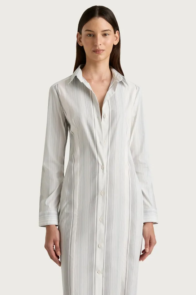 Women Faithfull The Brand Dresses En Vau Shirt Dress Striped Soft Blue