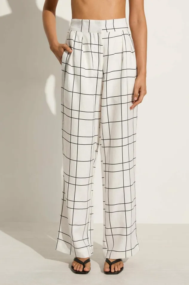 Women Faithfull The Brand Pants Duomo Pant Letizia Check White 8211 Faithfull The Brand