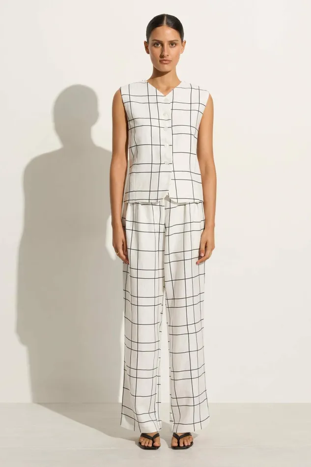Women Faithfull The Brand Pants Duomo Pant Letizia Check White 8211 Faithfull The Brand