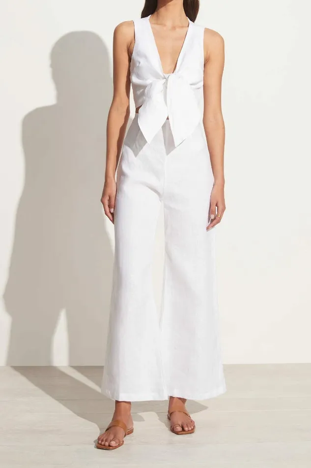 Women Faithfull The Brand Pants Ottavio Pants White Linen 8211 Faithfull The Brand