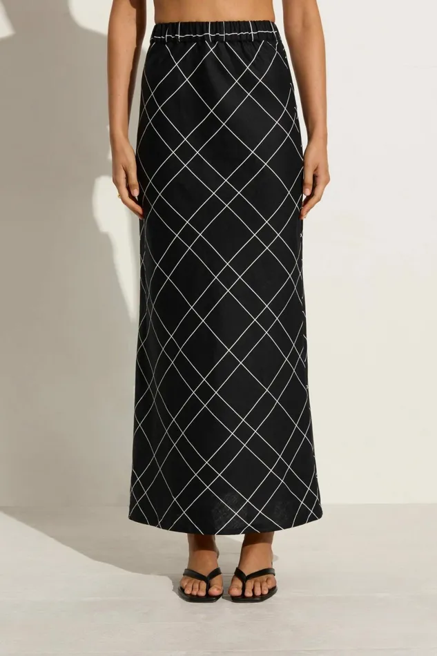 Women Faithfull The Brand Skirts and Shorts Dalicenca Skirt Letizia Check Black 8211 Faithfull The Brand