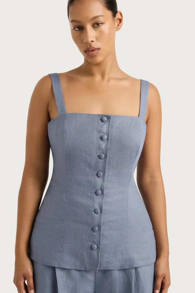 Women Faithfull The Brand Tops Corbiere Vest Cornflower Blue