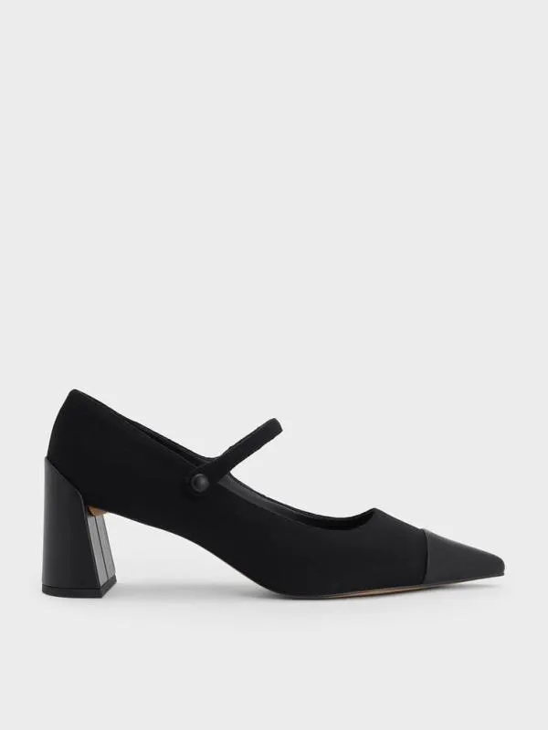 Women Faux Suede CapToe Pointed Mary Jane Pumps 8211 Black Textured CHARLES and KEITH Heels Women Faux Suede CapToe Pointed Mary Jane Pumps 8211 Black Textured CHARLES and KEITH Heels