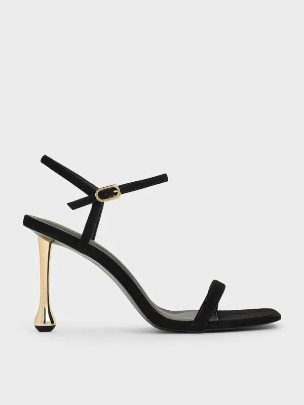 Women Faux Suede SculpturalHeel AnkleStrap Sandals 8211 Black Textured CHARLES and KEITH Heels Women Faux Suede SculpturalHeel AnkleStrap Sandals 8211 Black Textured CHARLES and KEITH Heels