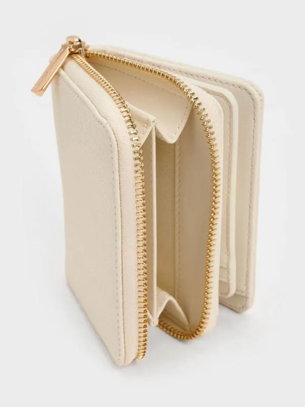 Women Finley ZipAround Small Wallet 8211 Cream CHARLES and KEITH Small Wallets