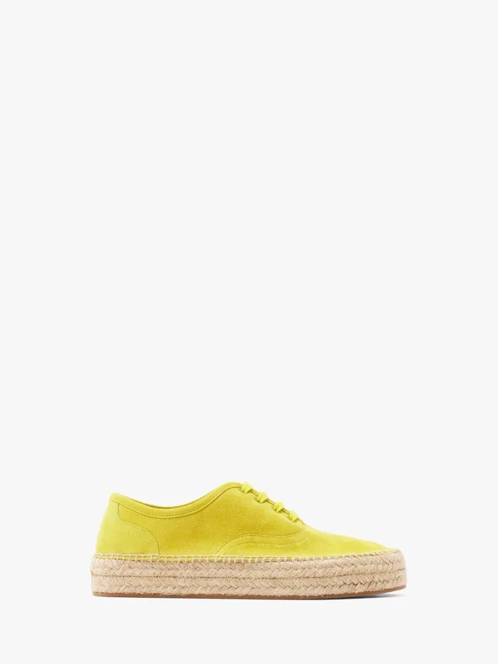 Women Flats JW Anderson SUEDE LACEFRONT PLATFORM ESPADRILLES Lime