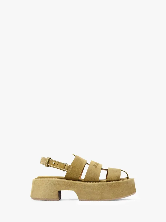 Women Flats JW Anderson SUEDE PLATFORM FISHERMAN SANDALS Lime