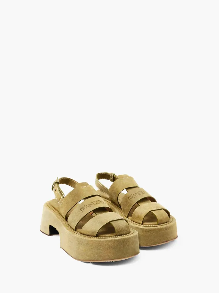 Women Flats JW Anderson SUEDE PLATFORM FISHERMAN SANDALS Lime Women Flats JW Anderson SUEDE PLATFORM FISHERMAN SANDALS Lime
