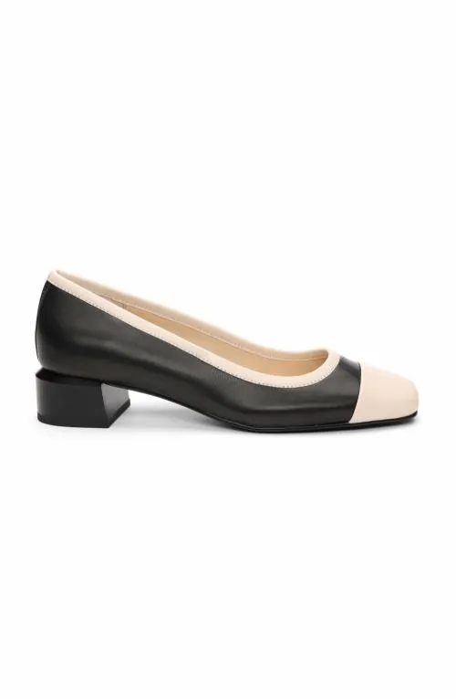 Women Flats Liverpool Los Angeles Irvine Rounded Toe Slip On With Block Heel Black Ecru