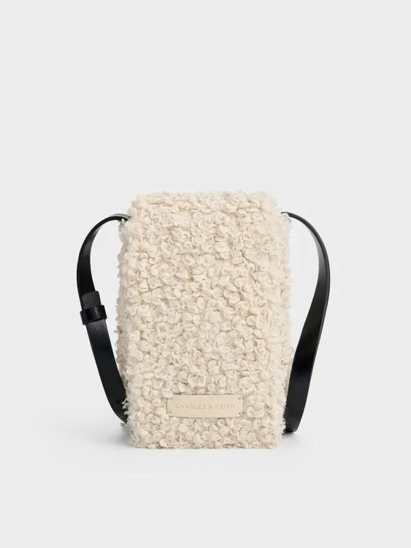 Women Furry Mini Bag 8211 Chalk CHARLES and KEITH Phone Pouches