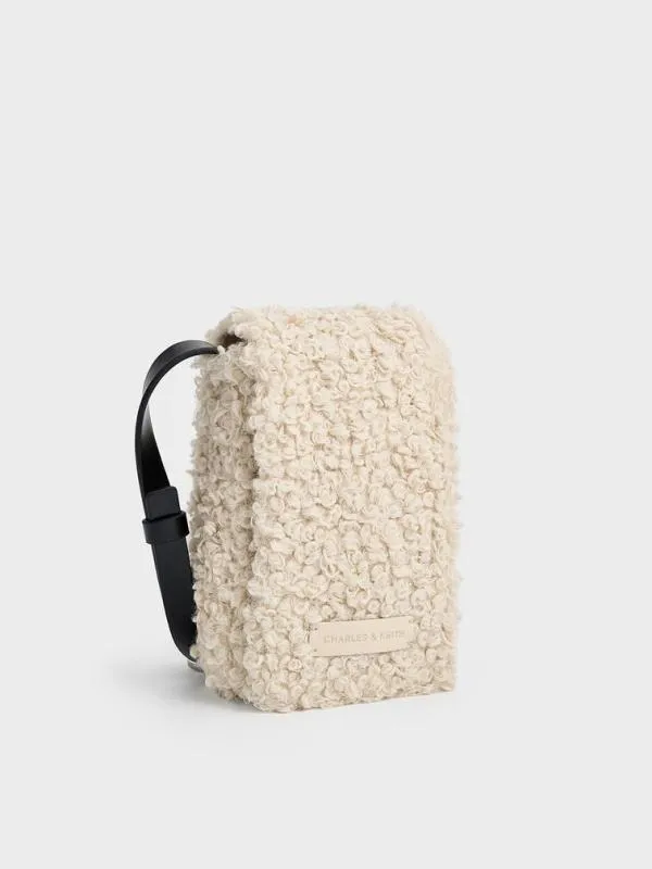Women Furry Mini Bag 8211 Chalk CHARLES and KEITH Phone Pouches