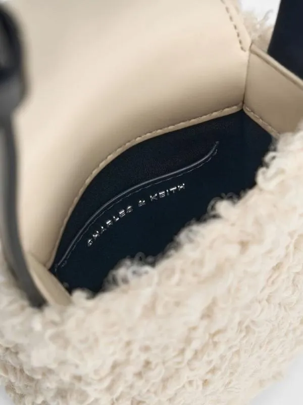Women Furry Mini Bag 8211 Chalk CHARLES and KEITH Phone Pouches