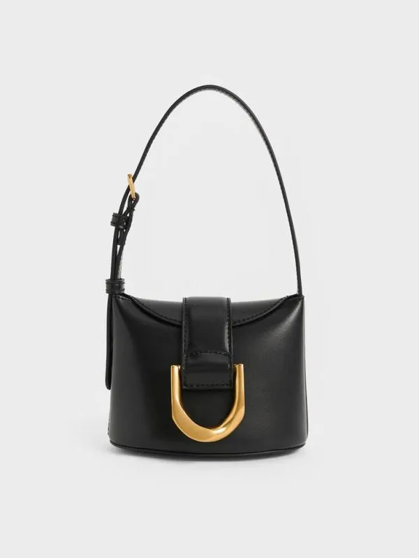 Women Gabine Bucket Bag 8211 Black CHARLES and KEITH Top Handle Bags