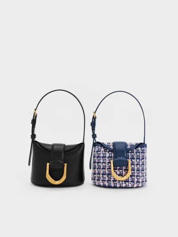 Women Gabine Bucket Bag 8211 Black CHARLES and KEITH Top Handle Bags