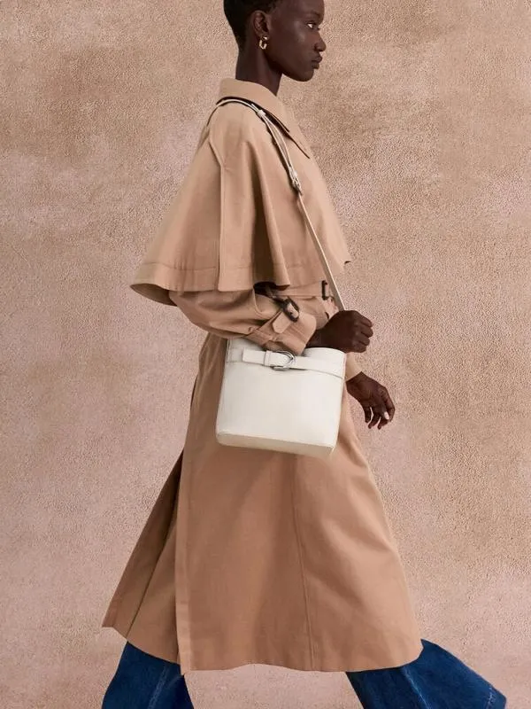 Women Gabine Leather Belted Bucket Bag 8211 White CHARLES and KEITH Bucket Bags