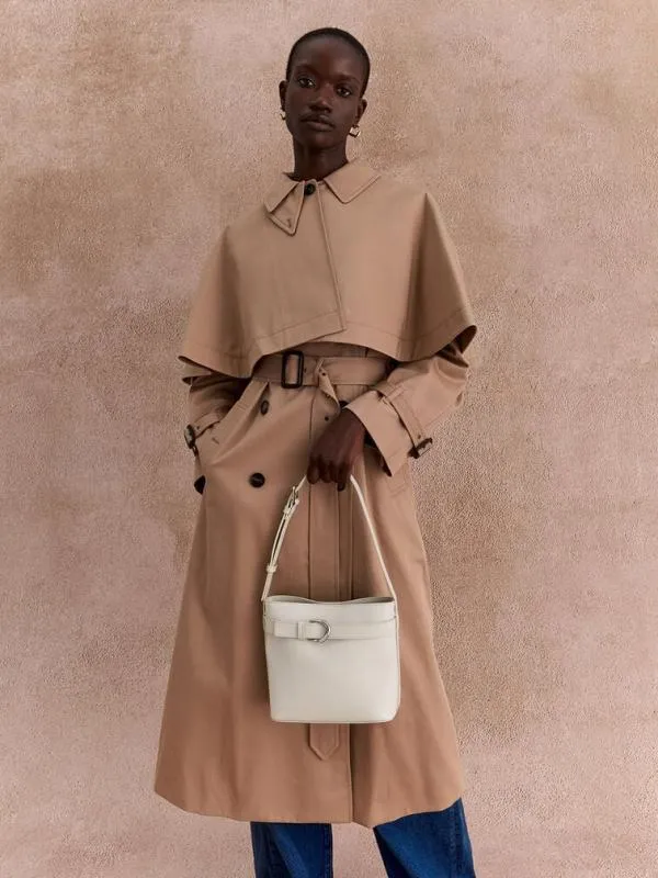 Women Gabine Leather Belted Bucket Bag 8211 White CHARLES and KEITH Bucket Bags