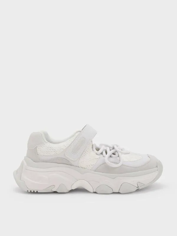 Women Gaskell Lace Mary Jane Sneakers 8211 White CHARLES and KEITH Sneakers