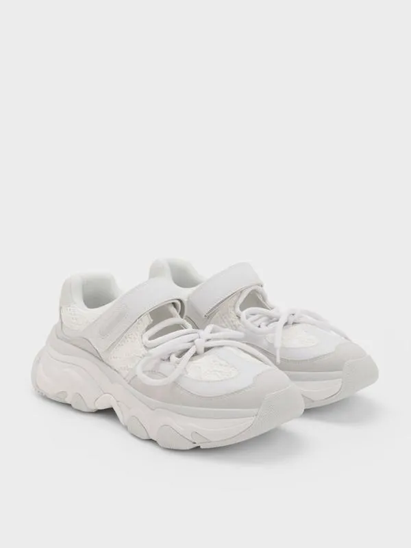 Women Gaskell Lace Mary Jane Sneakers 8211 White CHARLES and KEITH Sneakers