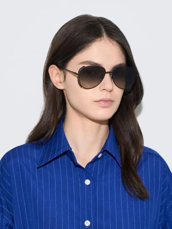 Women GemEmbellished Wireframe Aviator Sunglasses 8211 Black CHARLES and KEITH Aviator