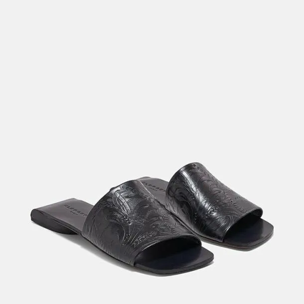 Women GEO Black Embossed Clergerie Mules