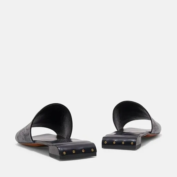 Women GEO Black Embossed Clergerie Mules