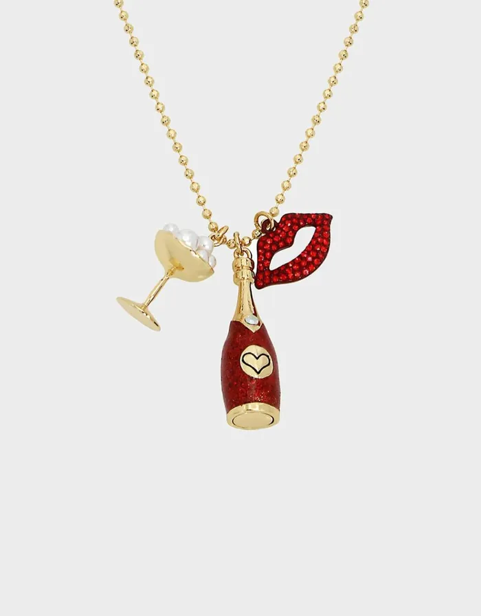 Women GOING ALL OUT LIPS NECKLACE RED Betsey Johnson
