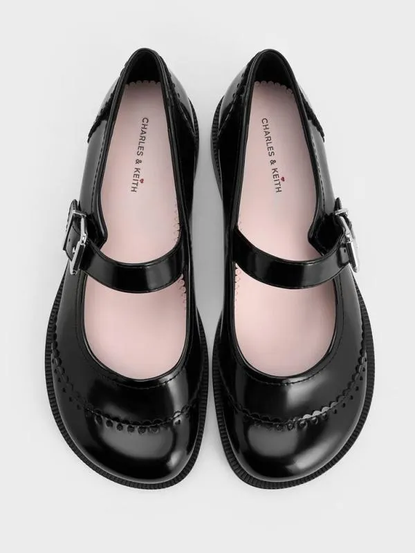 Women Heart Buckled Mary Janes 8211 Black Box CHARLES and KEITH Flats