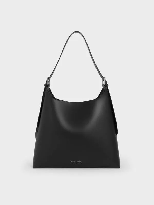 Women Hertha Trapeze Slouchy Hobo Bag 8211 Noir CHARLES and KEITH Hobo Bags