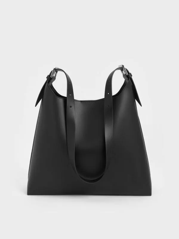 Women Hertha Trapeze Slouchy Hobo Bag 8211 Noir CHARLES and KEITH Hobo Bags