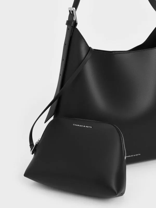 Women Hertha Trapeze Slouchy Hobo Bag 8211 Noir CHARLES and KEITH Hobo Bags