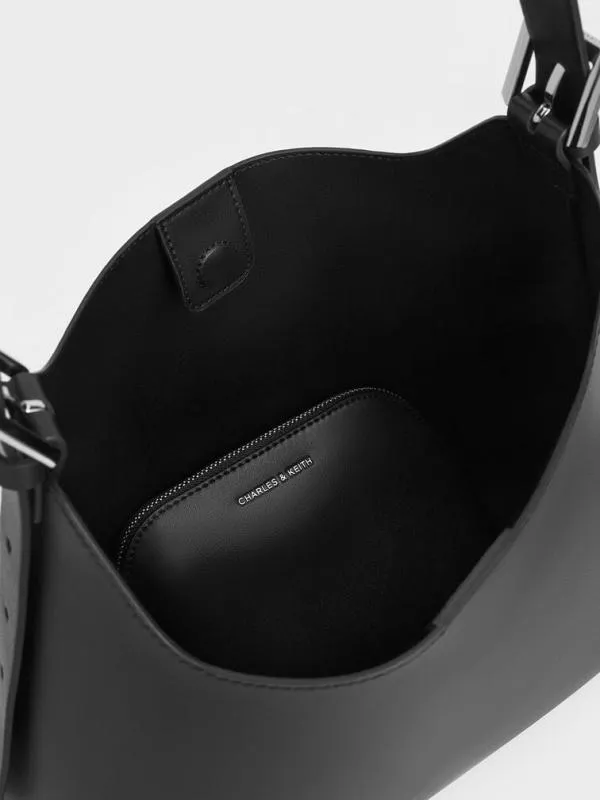 Women Hertha Trapeze Slouchy Hobo Bag 8211 Noir CHARLES and KEITH Hobo Bags