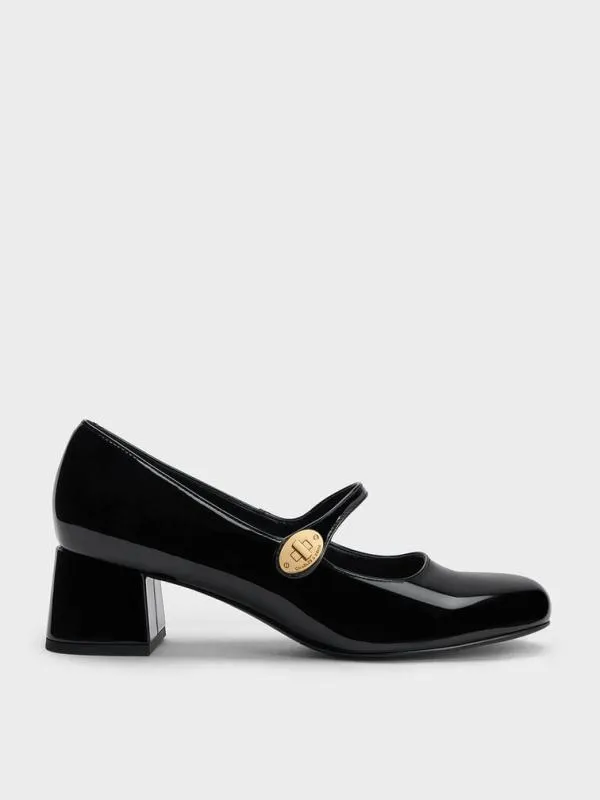 Women Hettie Patent MetallicBuckle BlockHeel Mary Janes 8211 Black Patent CHARLES and KEITH Heels Women Hettie Patent MetallicBuckle BlockHeel Mary Janes 8211 Black Patent CHARLES and KEITH Heels
