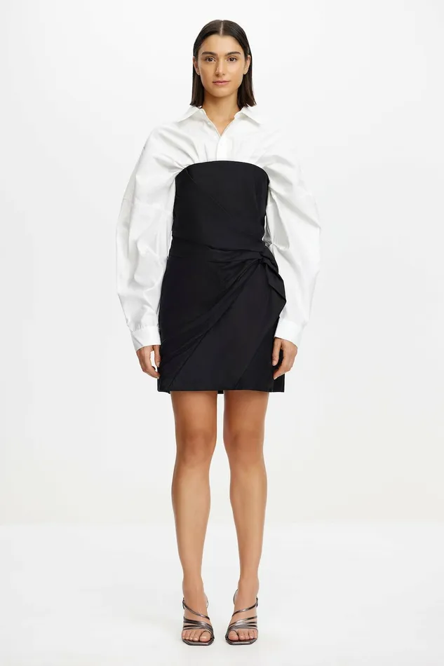 Women HINKSFORD MINI DRESS Black With Ivory Acler Black Dresses