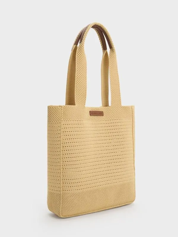 Women Ida Knitted Tote Bag 8211 Beige CHARLES and KEITH Slouchy Bags
