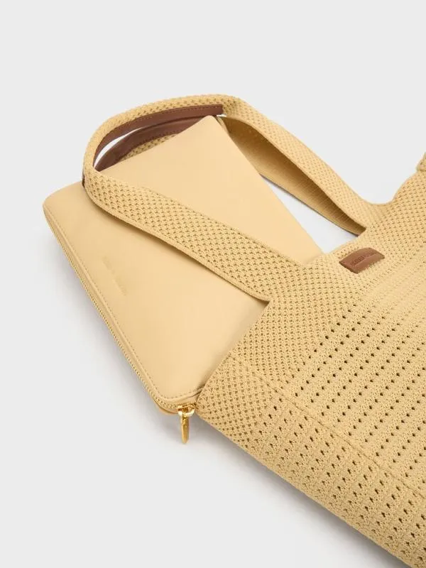 Women Ida Knitted Tote Bag 8211 Beige CHARLES and KEITH Slouchy Bags