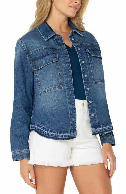 Women Jackets Liverpool Los Angeles Shirt Jacket With Slit East Topanga