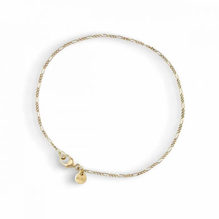 Women Jane Knig Gold Bracelets Figaro Panser Armbnd I 14 Karat Guld