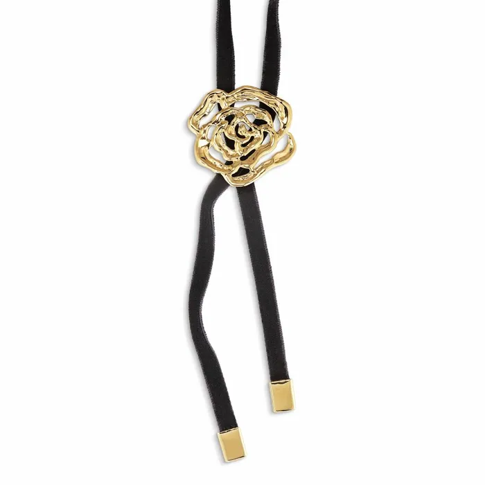 Women Jane Knig Gold Necklaces Rose Bolo Tie Necklace