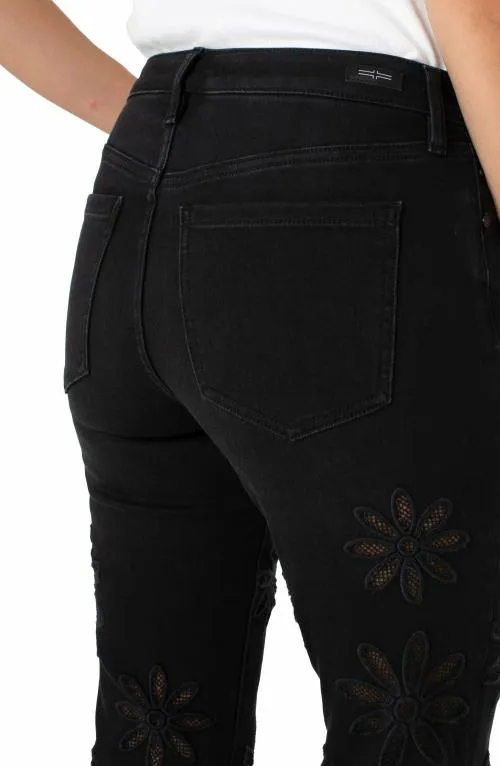 Women Jeans Liverpool Los Angeles Hannah Crop Flare With Fray Hem Black Daisy