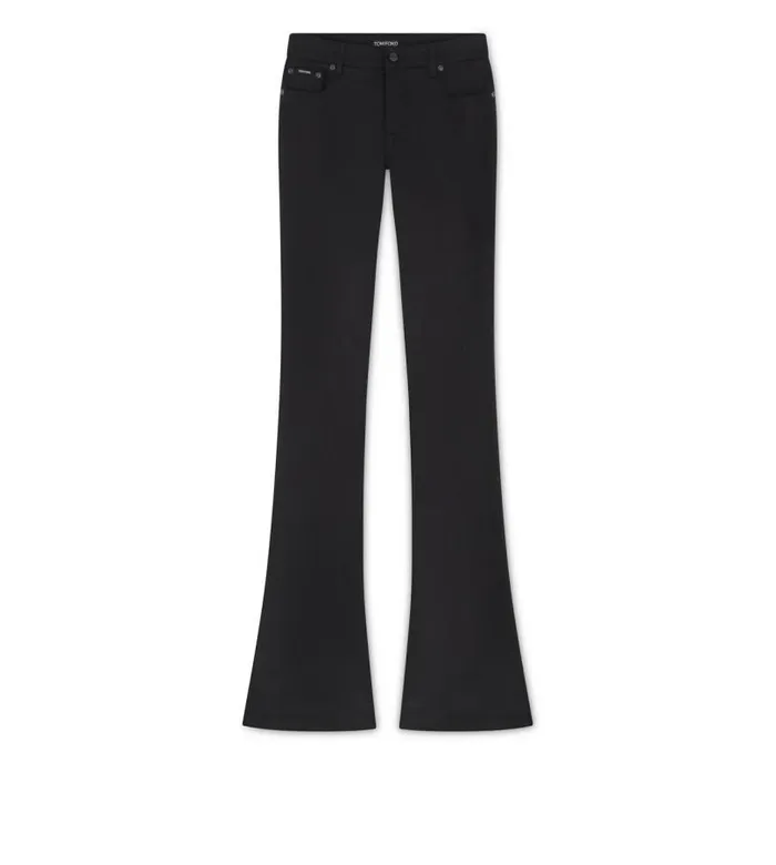 Women Jeans Tom Ford Stretch Denim Flare Pants Black