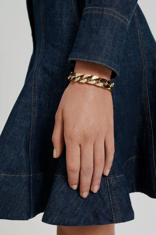 Women Jewelry Scanlan Theodore CHUNKY FLAT CHAIN BRACELET LIGHTGOLD